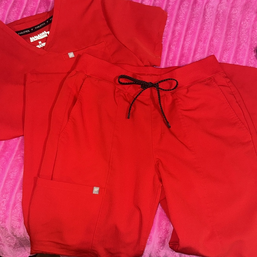 Vibrant Red Fitted Scrub set
